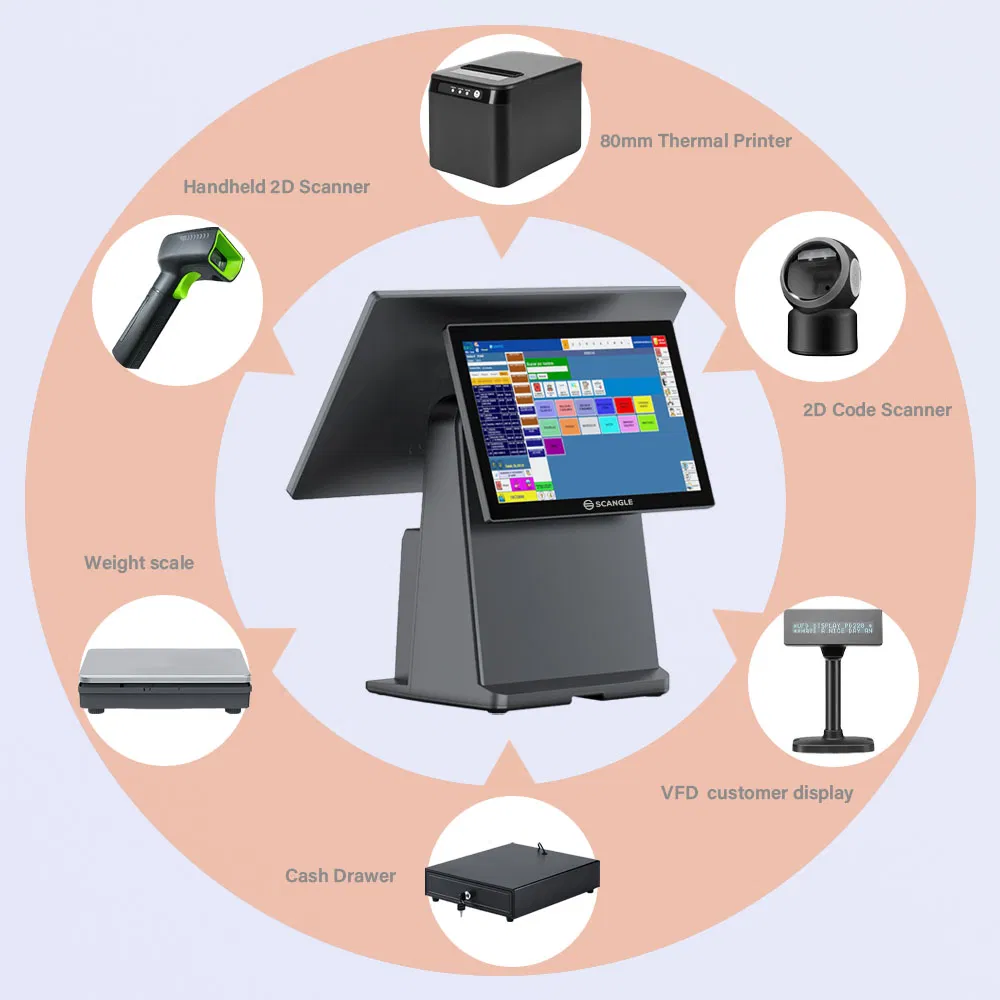 Scangle Factory 14.1 All in One POS System with 80mm Receipt Printer
