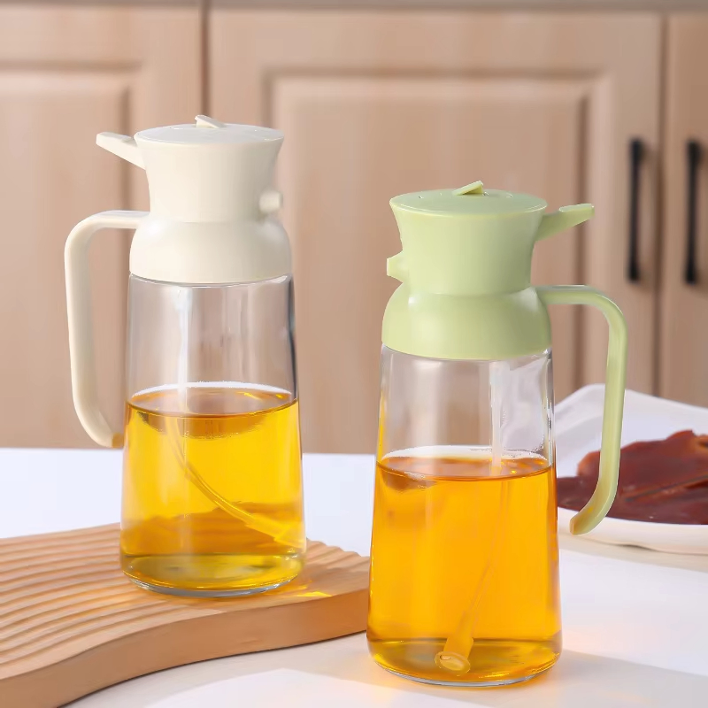 16oz/470ml Premium Glass Oil Bottle Food-Grade Oil Mister for Air Fryer Salad Frying BBQ, 2 in 1 Oil Dispenser