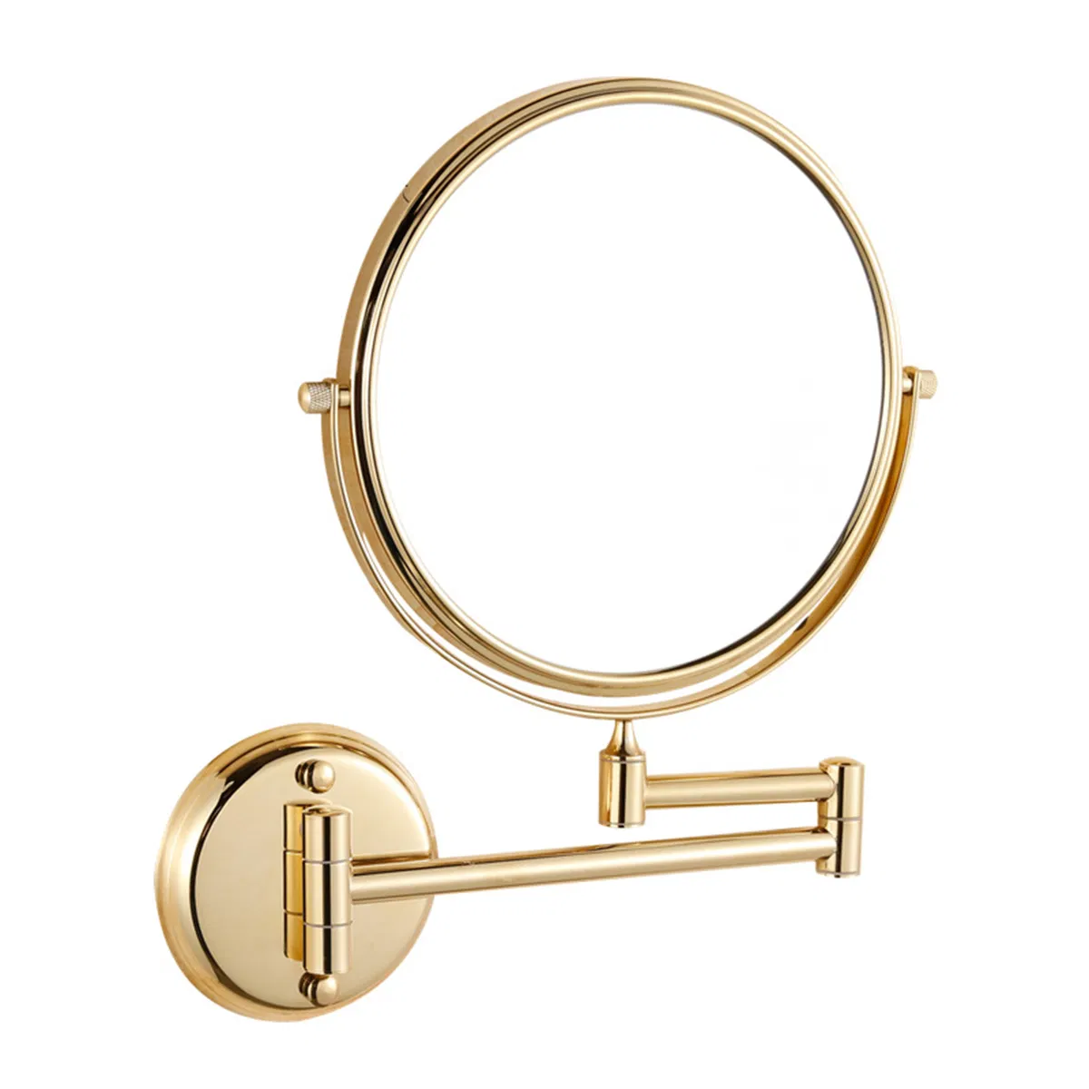 Aquacubic Modern Foldable Heavy Loading Punch-Free Brass Frame Double Sided Mirror Bathroom Makeup Mirror