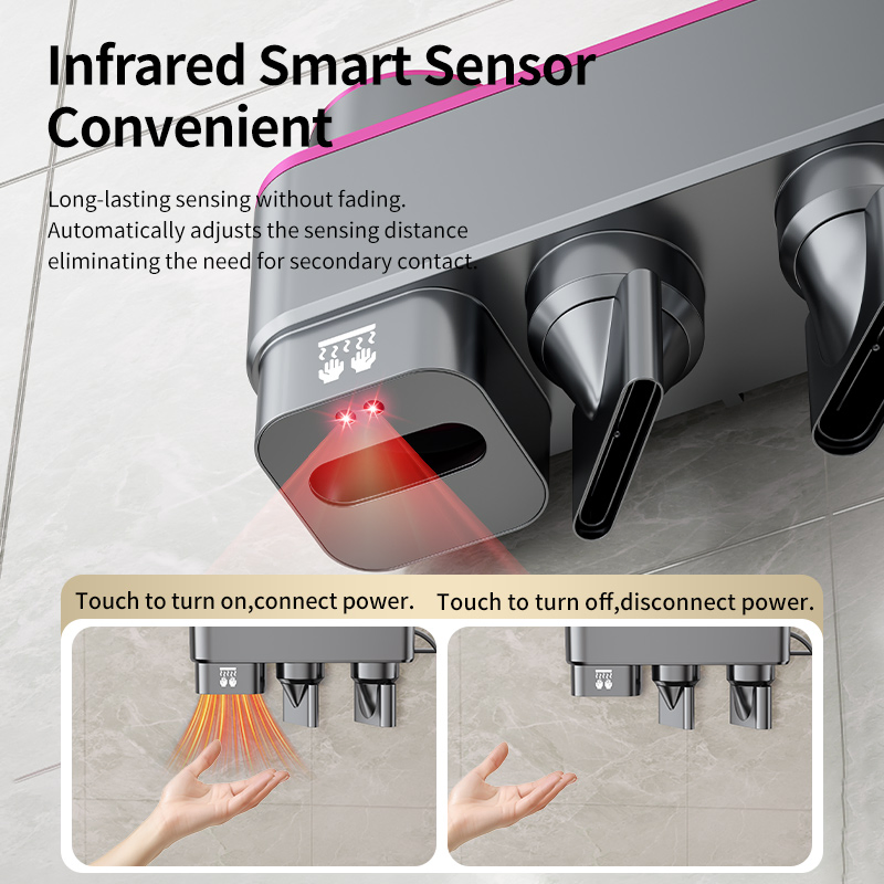 Wall-Mounted Smart Dry Hand Hair Dryer Hair Products 3 in 1 Self Adhesive Hair Tool Organizer