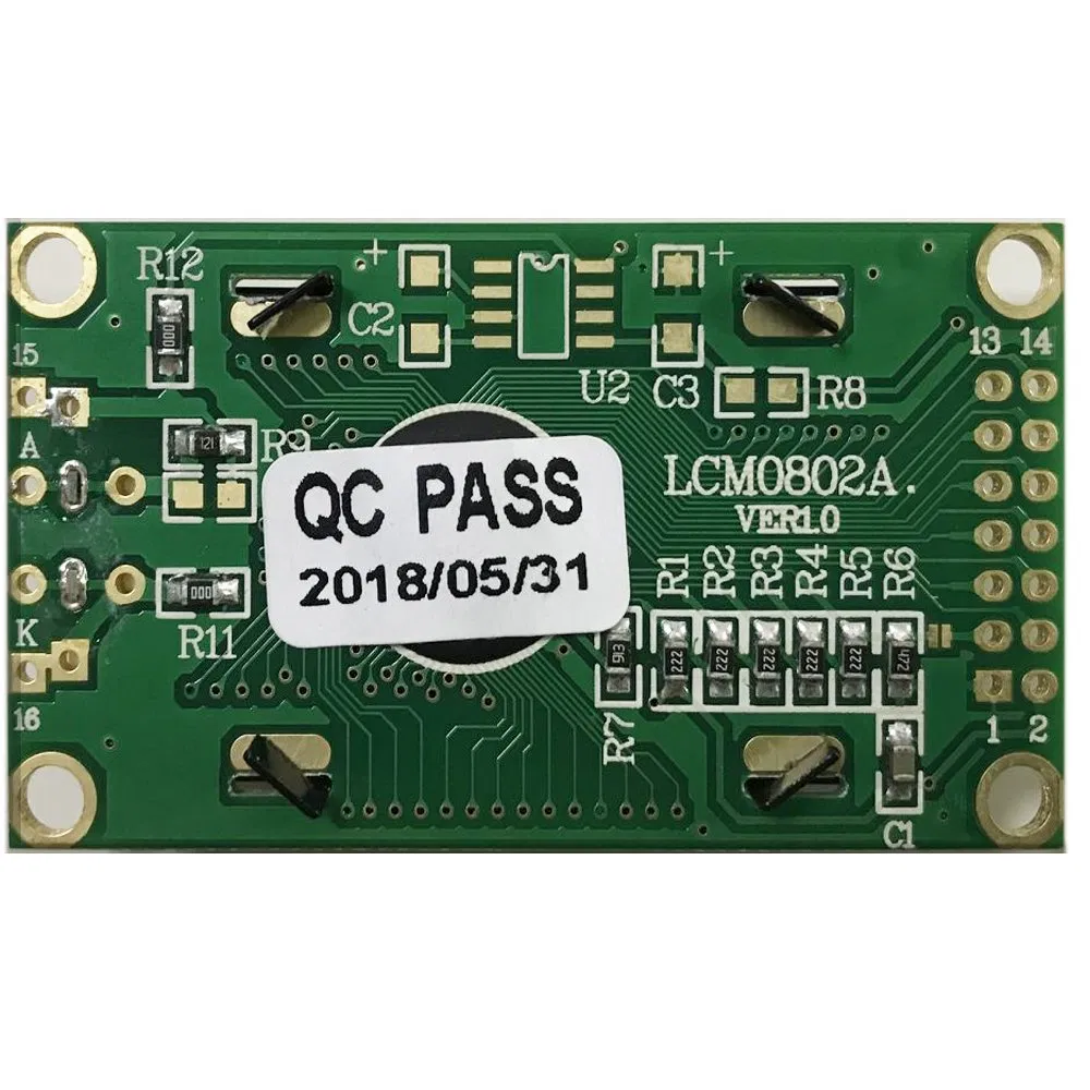 Модуль LCD дисплея 0802, желто-зеленый, монохромный