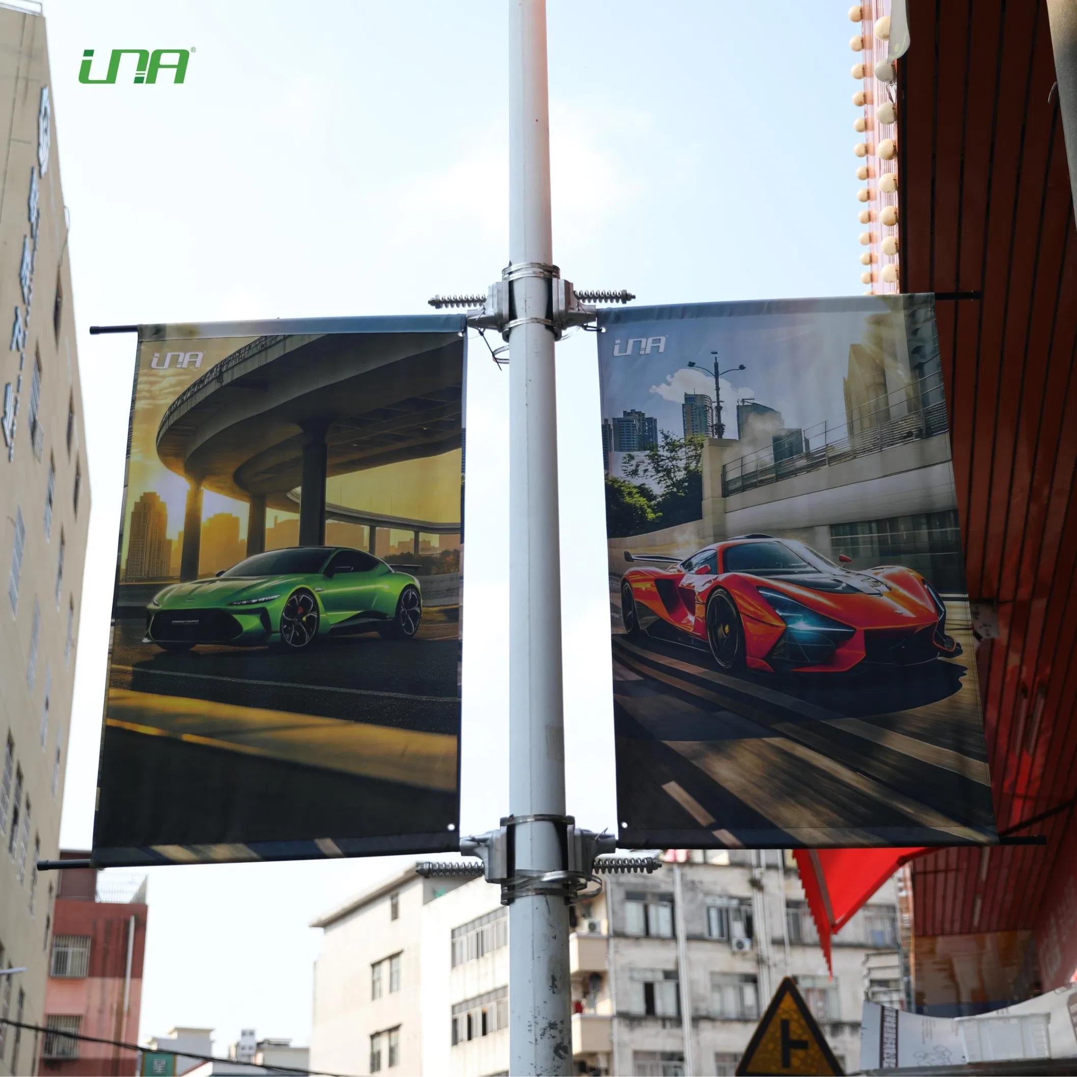Outdoor Avenue Light Pole Advertising Banner Flag Hanging System for Election