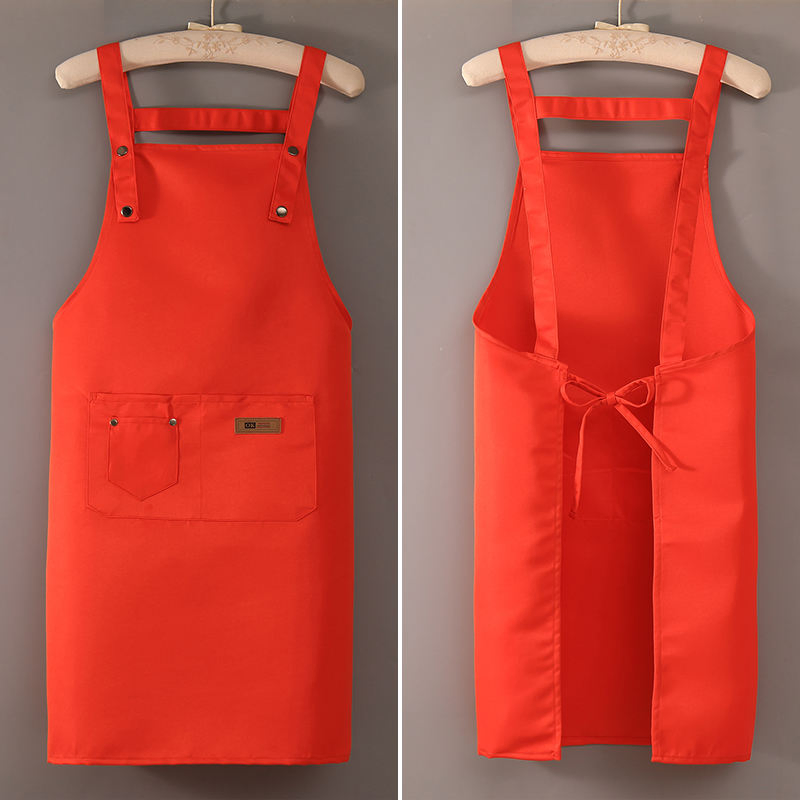 Custom Logo Khaki Black Orange Red Garden Work 100% Polyester Bib Cook Grill BBQ Chef Kitchen Aprons for Women Men