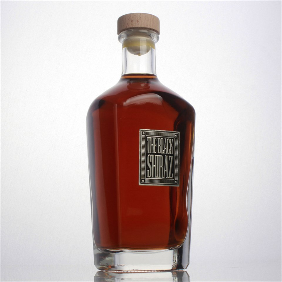 Rum Tequila Brandy Round Glass Gin-Bottles with Cork Bottle 750ml Bottle Luxury Alcohol Crystal Decanter