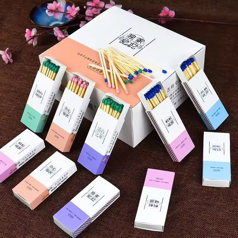 Production Candle Colorful Matches Matchbox Wholesale Candle Matches Long Printed Wholesale Cheap Custom Boxed Matches