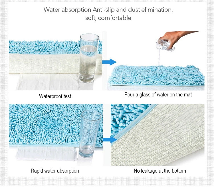 Wholesale Anti Slip Water Absorbent Chenille Fabric Supper Soft Bath Kitchen Floor Mat