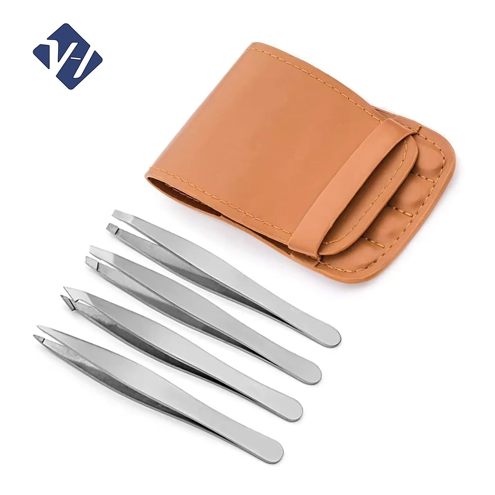 Customized Logo Diagonal Eyebrow Pliers Stainless Steel Black Slanted Eyebrow Tweezers