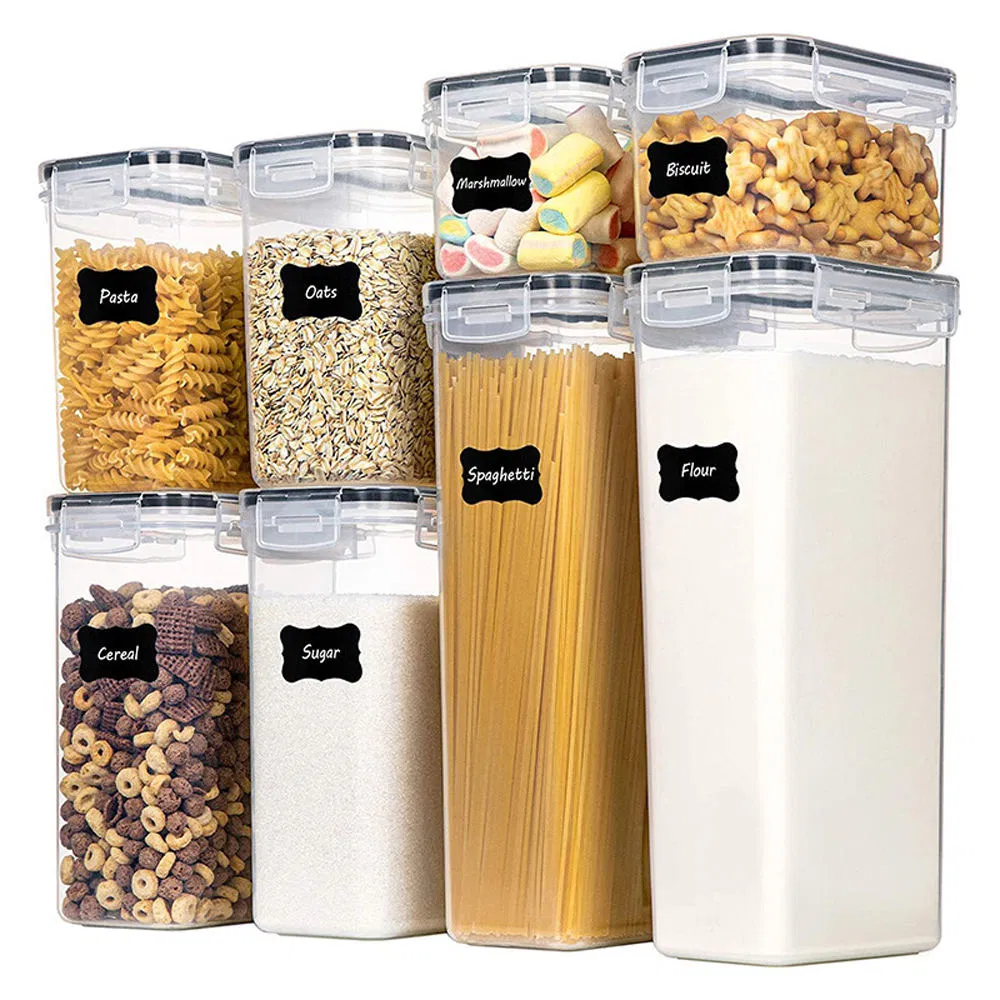 Clear Fresh Pantry Canisters Airtight Food Storage Kitchen Spice Dry Goods Organizers Plastic Canisters