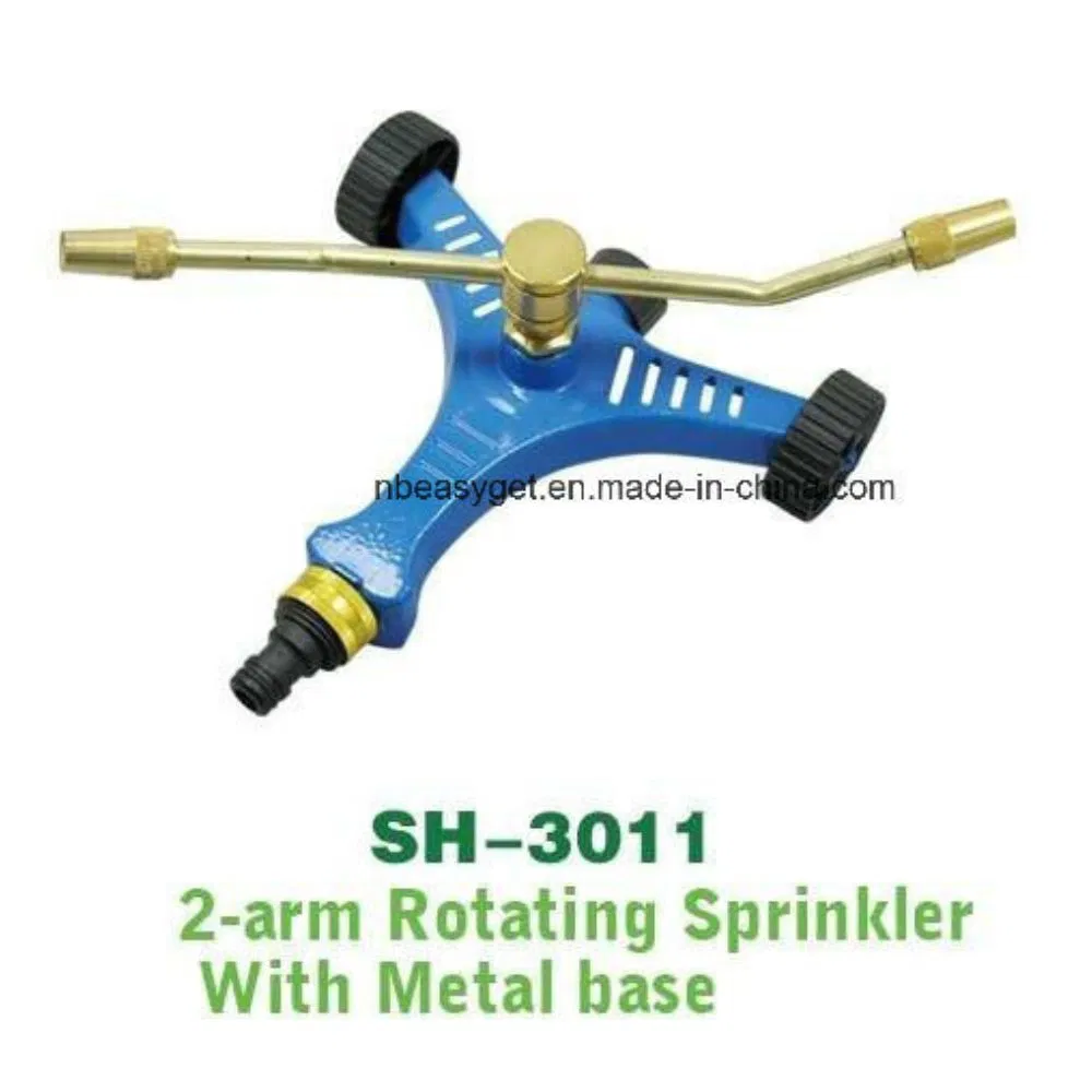 3-Arm Rotary Sprinkler for Lawn Watering Metal Wheel Base Bl10096