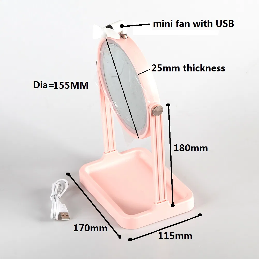 Yichen USB Rechargeable Makeup Mirror with LED Light & Mini Fan