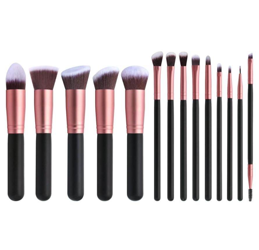 Custom Logo Wood Cosmetics Set 14PCS Makeup Brushes Set