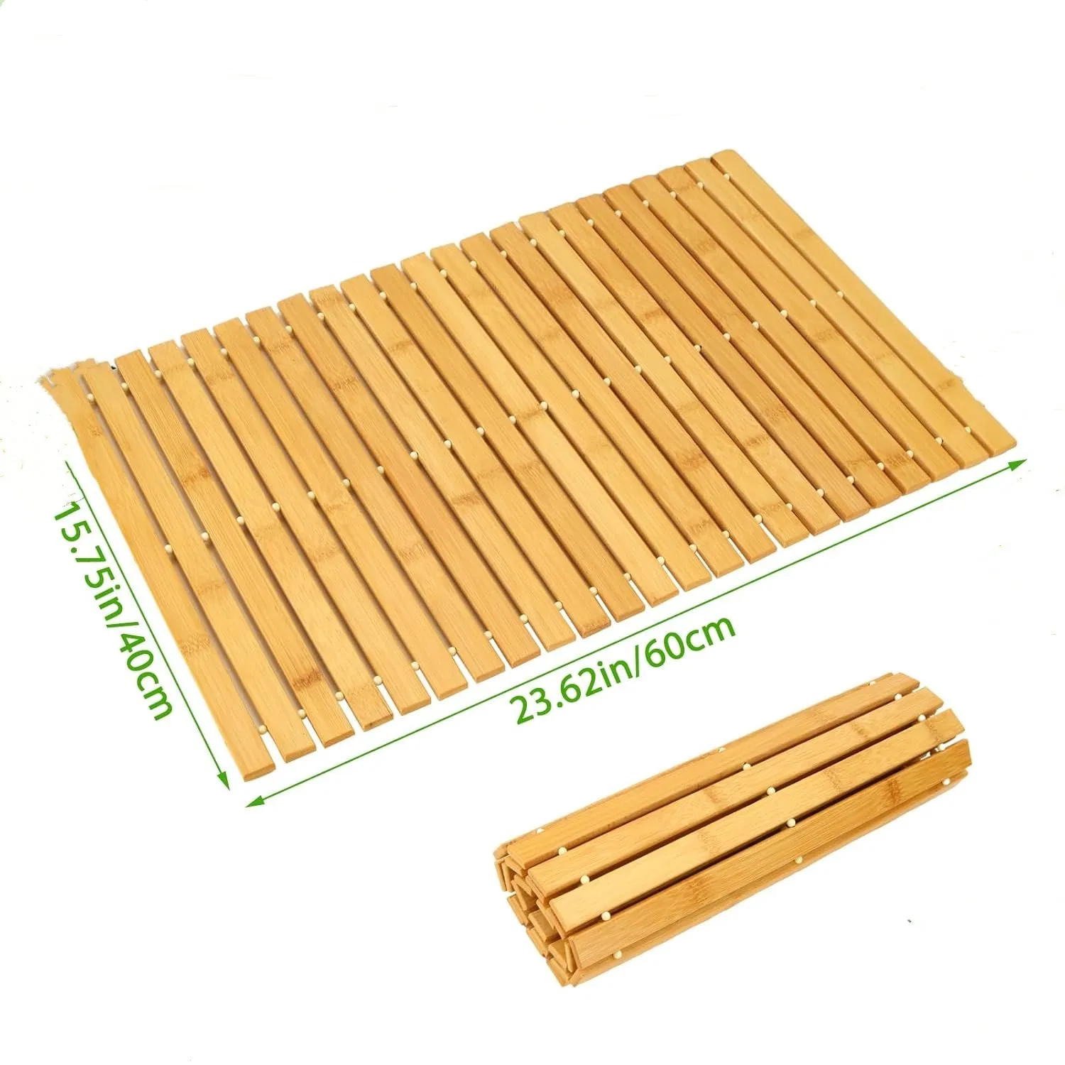 24 X 16 Inch Natural Anti Slip Folded Wooden Bathroom Mat