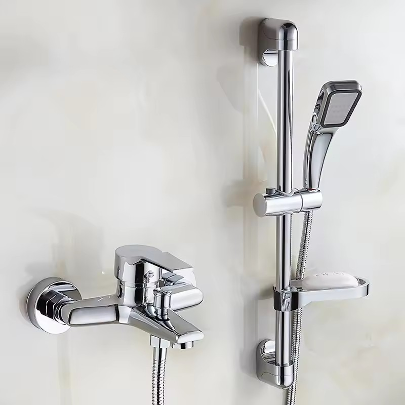 Modern Style Double Hole Wall Mounted Shower Bath Faucet