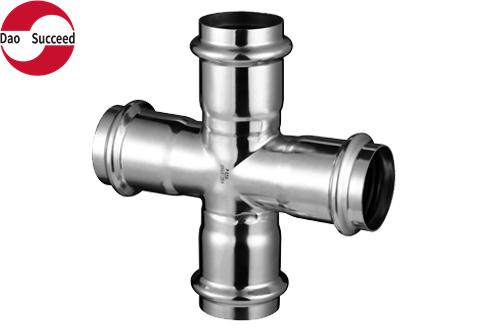 Straight Cross Stainless Steel V Profile Press Fittings