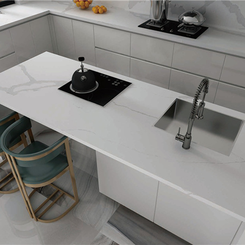 Quartz Stone Slab for Kitchen Cabinet Worktop Work Top Solid Surface White Artificial Marble Countertop