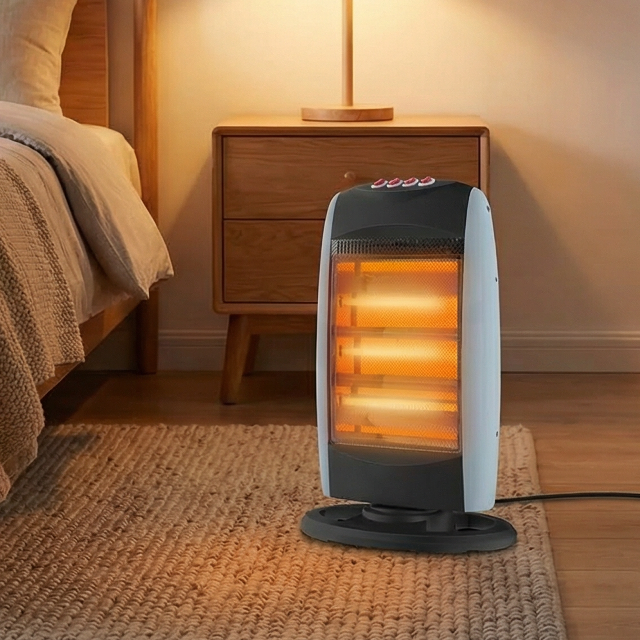 Portable Standing Halogen Room Heater with Wide Angle Oscillation and Long Life Tube
