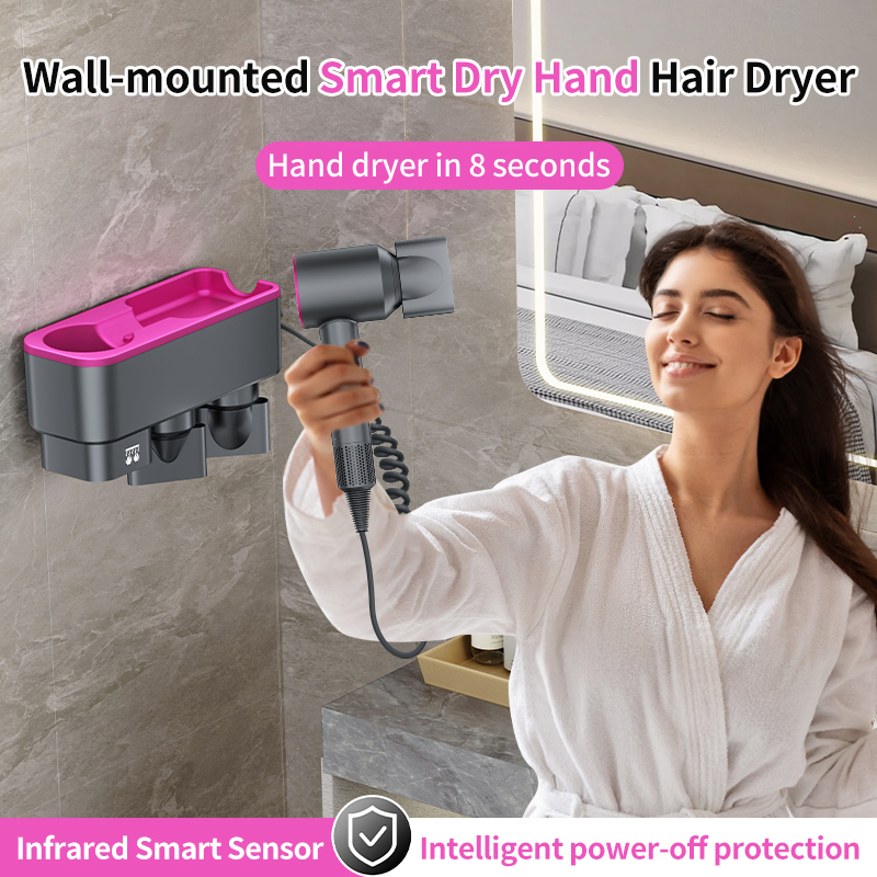 Wall-Mounted Smart Dry Hand Hair Dryer Hair Products 3 in 1 Self Adhesive Hair Tool Organizer