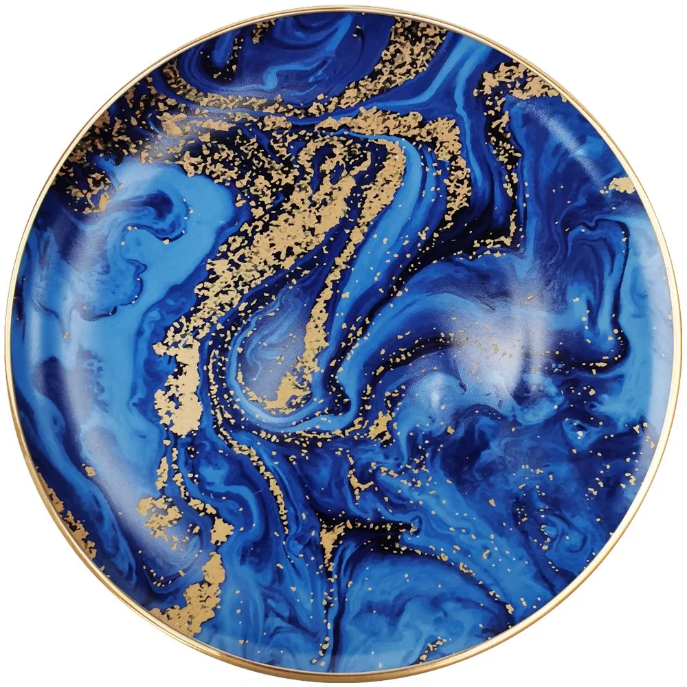 Wholesale Factory Price Art Blue Star River Ceramic Charger Plate Tableware Bone China Dinnerware Set for Party Hotel Wedding