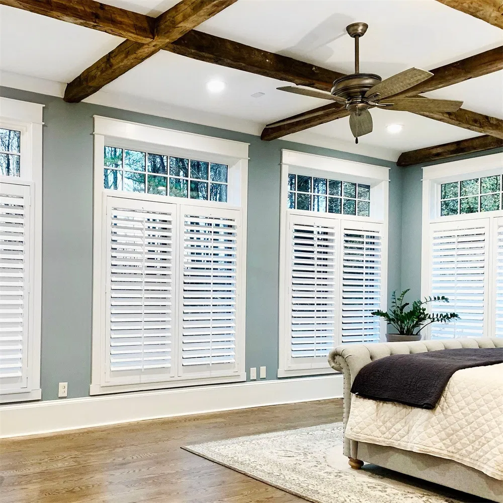 Basswood Louver Vertical Wood Window Plantation Shutters with Tilt Rod