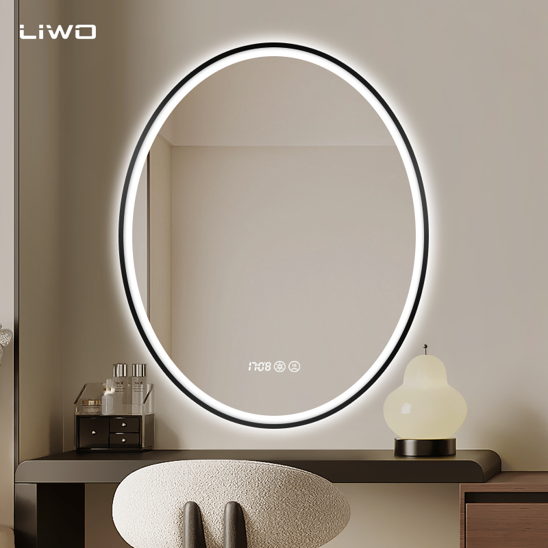 Waterproof Illuminated Aluminum Alloy Frame Oval Bathroom LED Mirror Durable with Smart Front and Backlit Light Luxury Home Hotel Decoration