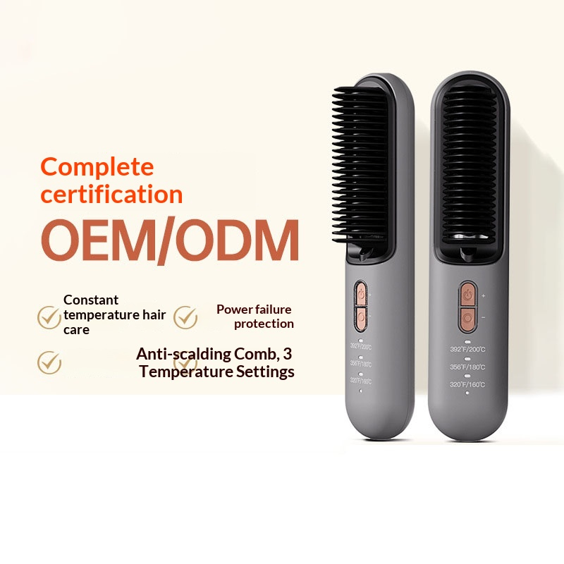 Hair Straightener Brush Thermal Brush Portable Hair Straightener Comb for Women with 3 Temps