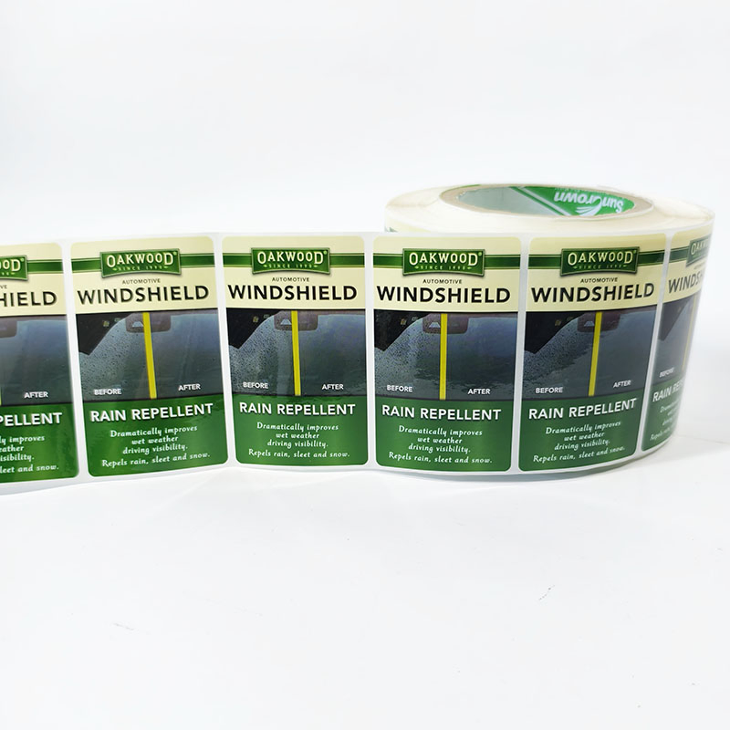 Green Color Simple Design Product Information Printing Oil Packaging Label Rolls