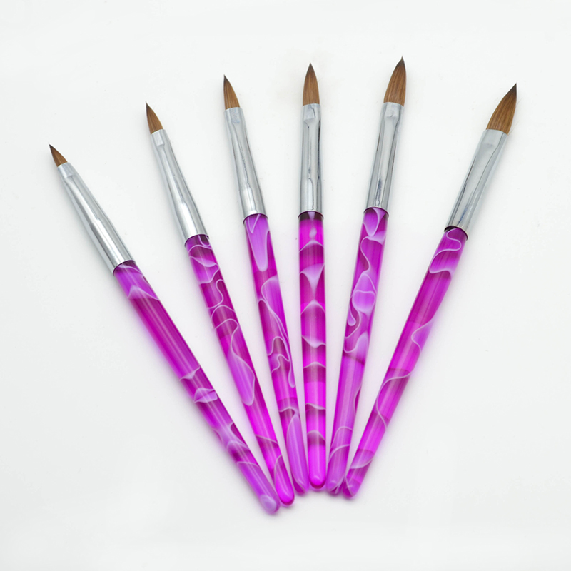 Guyo 100% Kolinsky Brush Acrylic Nail Brush with Pink Marble Handle