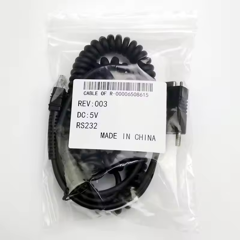 5m Barcode Reader Rj50 Scanner Cable Coiled Spiral Data Serial RS232 for Zebra Li3608-Sr