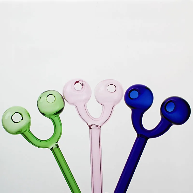 Smoking Pipes Mixed Colorful Pyrex Oil Burner Glass Pipe 14cm Length Mix Colors with Round Head