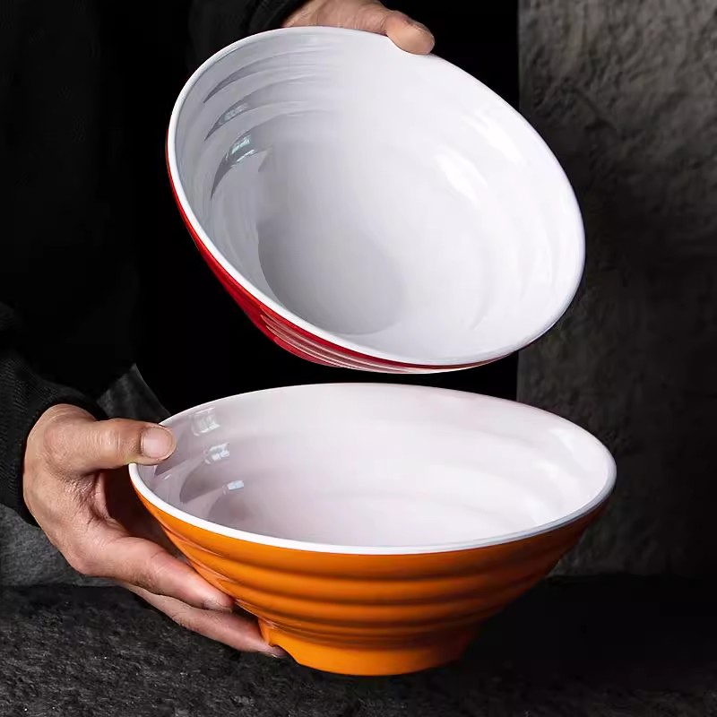 Melamine Plastic Noodle Soup Bowls Round Large Hotel Restaurant Ramen Bowl Custom