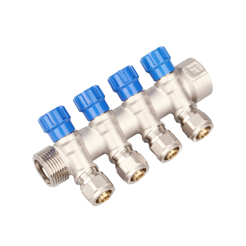 Heating Manifold Customized Pex Brass Manifold 2-5 Holes Chrome Plated Brass Manifold