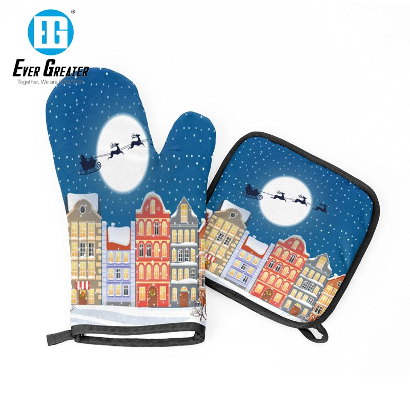 Custom Heat Resistant Print Oven Mitts Premium Cotton Oven Mitts for Christmas Gifts Personalized Cooking Accessories