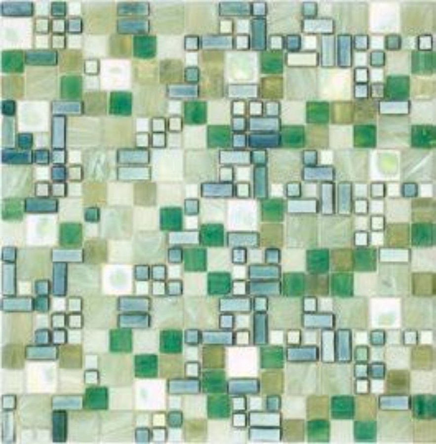 Hot Melt Glass Mosaic Grenn Color Stone Tiles for Pattern Kitchen Bathroom