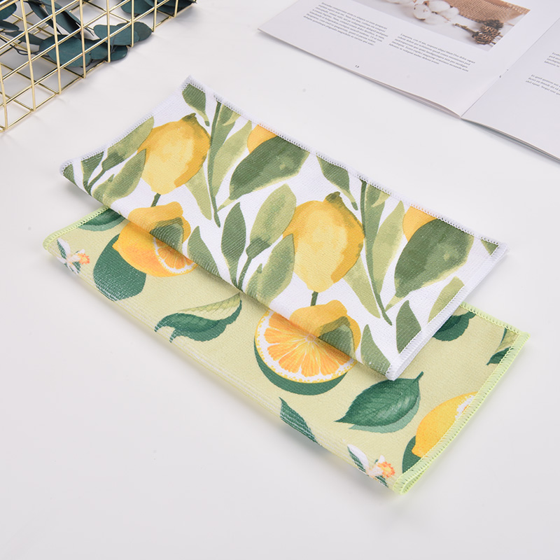 3PCS New Lemon Design Printed Microfiber Cleaning Cloth