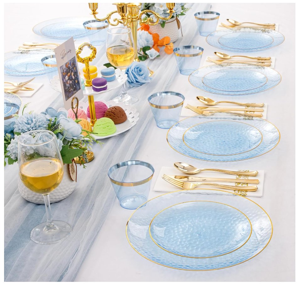 Disposable PS Plastic Tulip Pattern Western Dinner Plate Orchid Dessert Round Dish Party Tableware