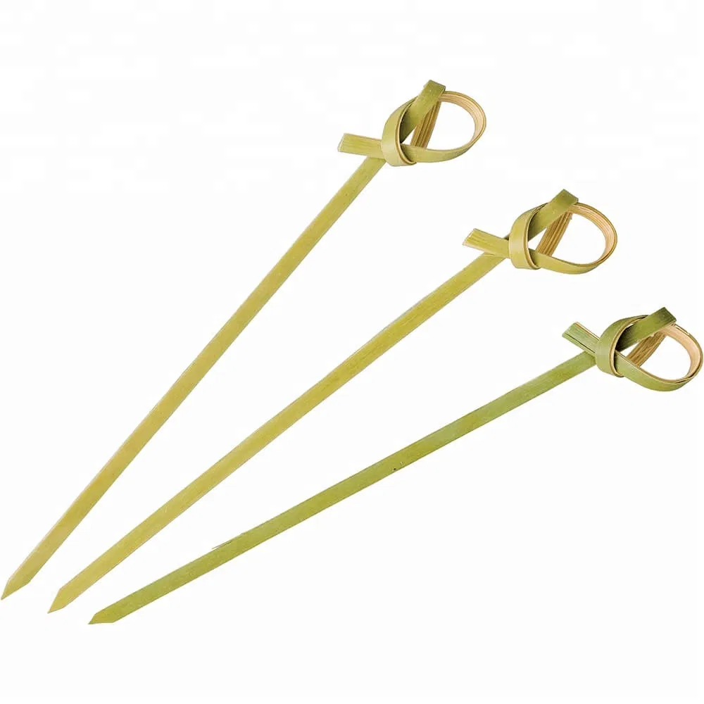 Compostable Bamboo Knot Stick Disposable Hamburger Picks Colorful