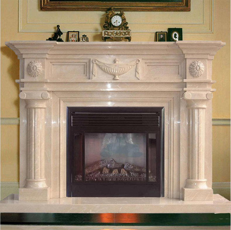 Customized Home Indoor Fireplace Mantel Interior Decorative Marble Fireplace Surround