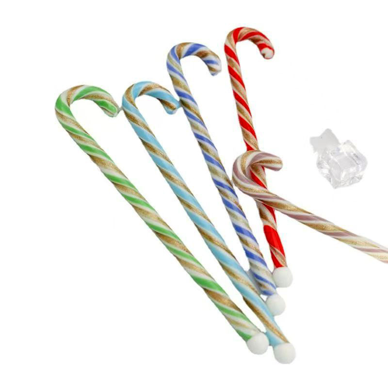 Customized Creative Christmas Striped Long Handle Coffee Drink Stirring Rod Stick for Bar Party