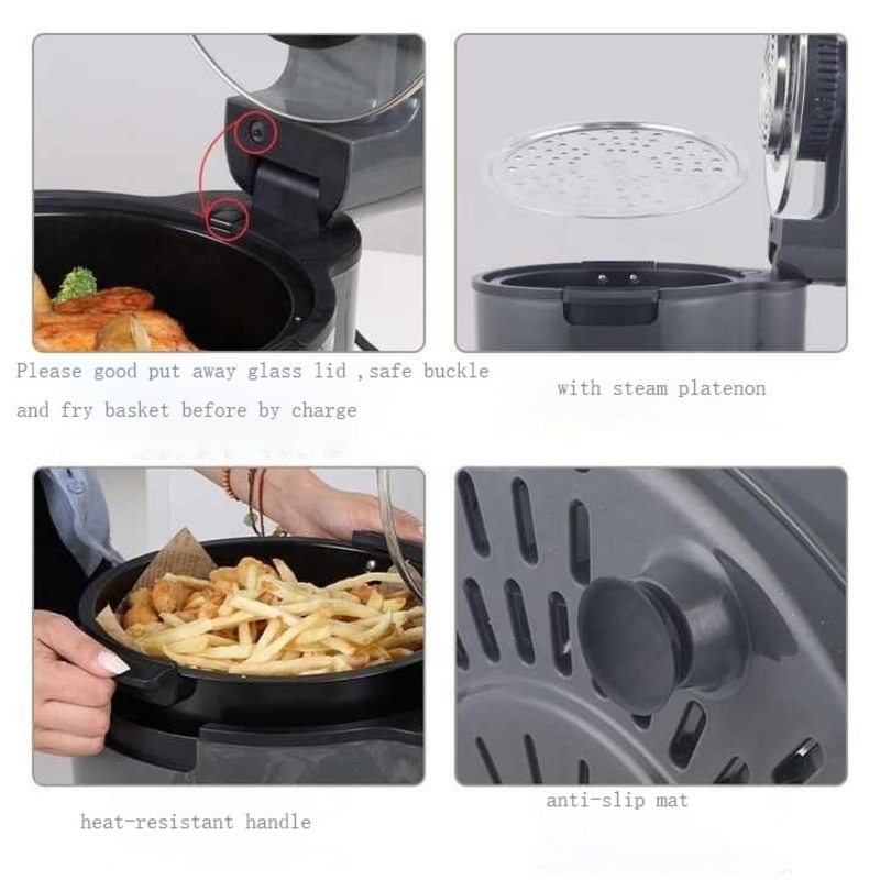 New Grill Oven Pizza Kitchen Appliance Ovens Oil-Free Smokeless Non-Stick Visible Window Electric Kitchen Air Fryer
