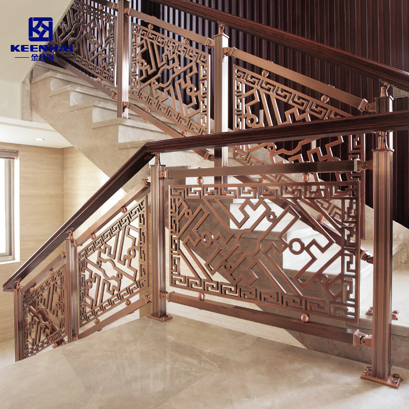 Luxury Gold Color Staircase Aluminum Stair Handrail for Villa