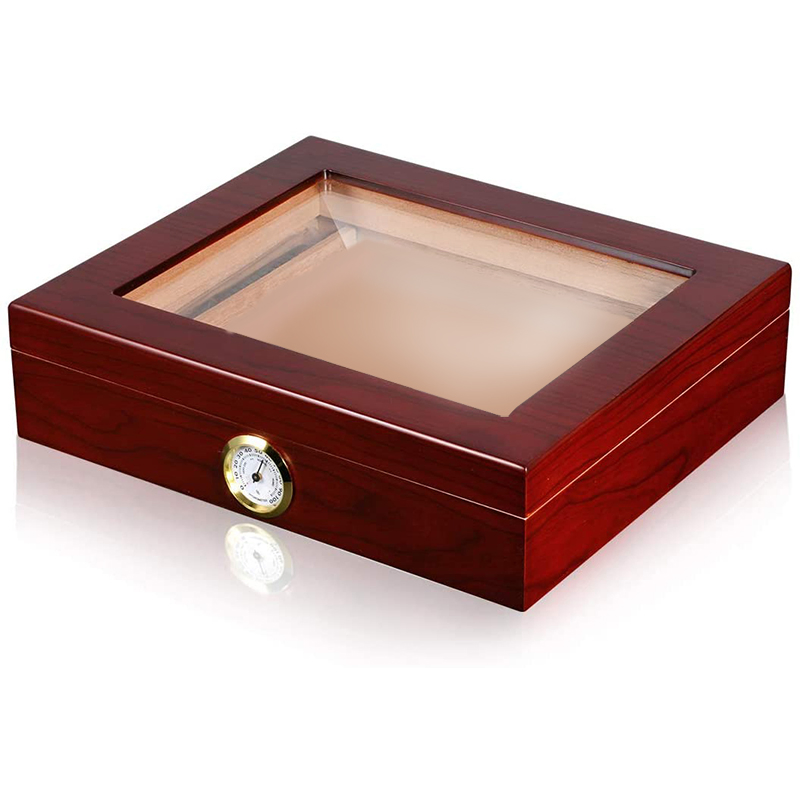 Wood Transparent Top Cigar Humidor Box Case Wooden Cigar Humidor