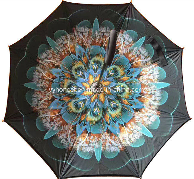 Custom New Design Folded Car C Handle Inverted Umbrella