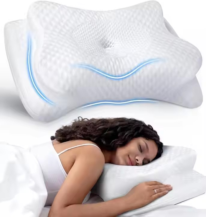 Hollow Design Relieve Neck Pain Odorless Memory Foam Pillow Pain Relief Cervical Pillow with Cooling Cover