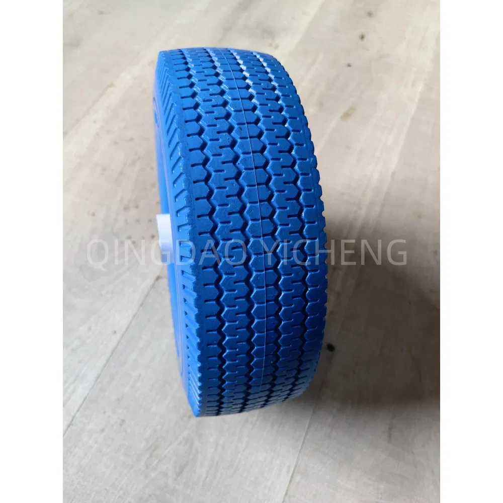 Manufacturer 10X3.00-4 Inch Flat Free Polyurethane Tire and Wheel for Hand Truck Wagon Cart