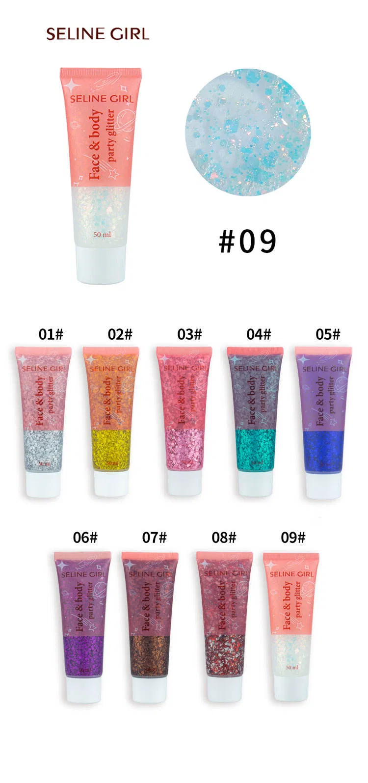 Seline Girl 9 Color Fine Pigment Makeup Highlighter Eye Glitter