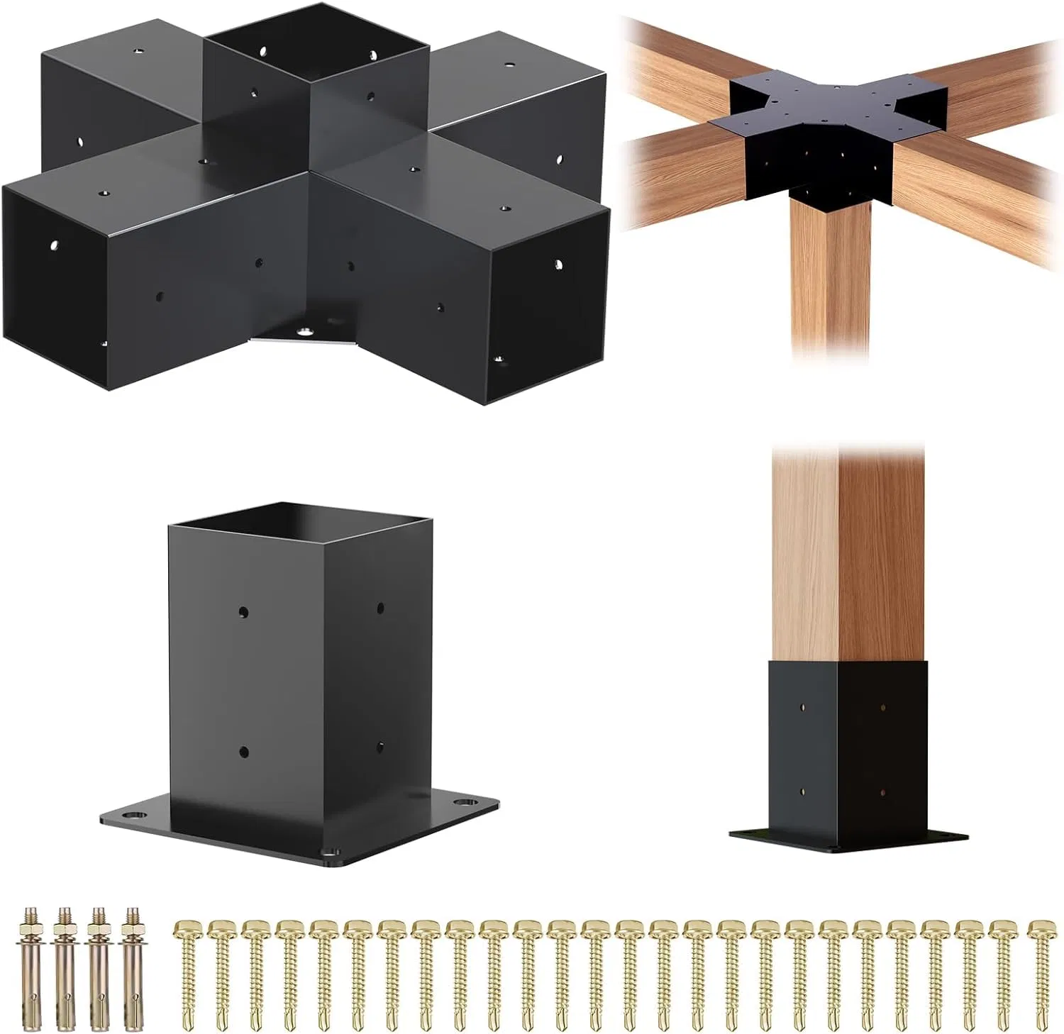 Freestanding 3 Bay E Shape Pergola Construction Bracket Kit