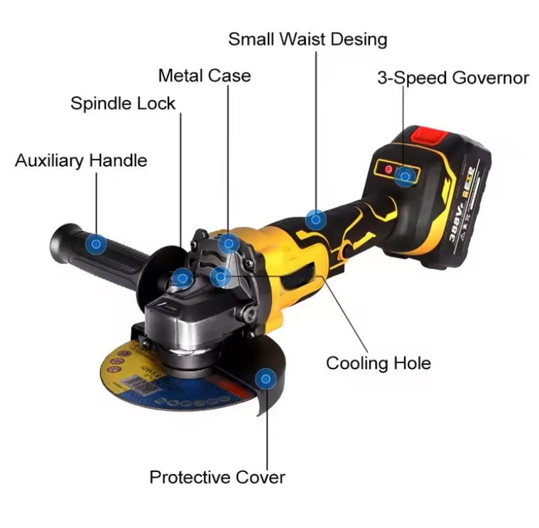 Brushless Grinder M14 Professional Power Tool with 3 Gears Speed