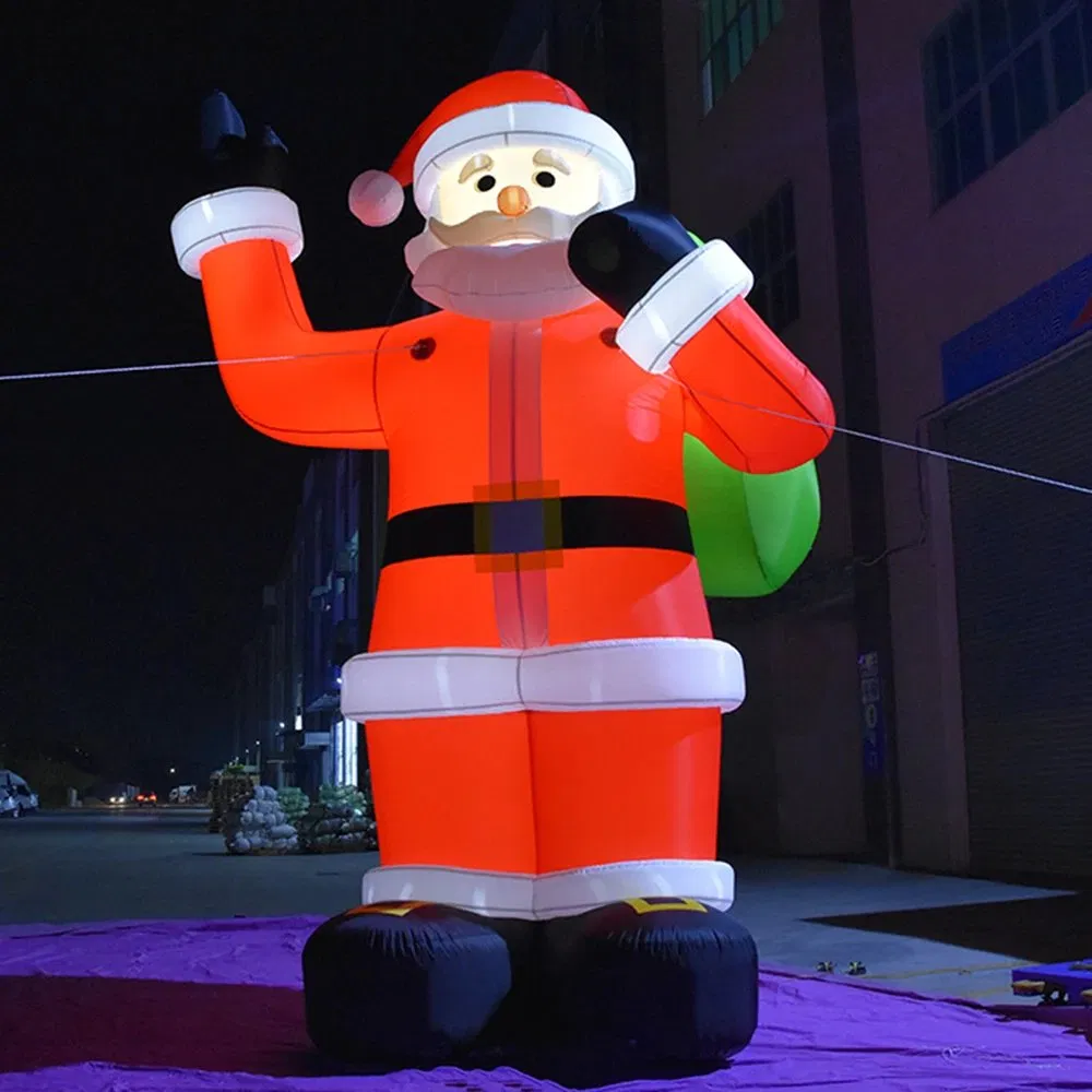 Giant Christmas Inflatable Santa Claus with Blower LED Lighted Christmas Decorations Outdoor Yard Lawn Christmas Party