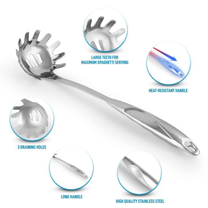 Kitchen Stainless Steel Pasta Spoon Heat Resistant Spaghetti Server Pasta Fork