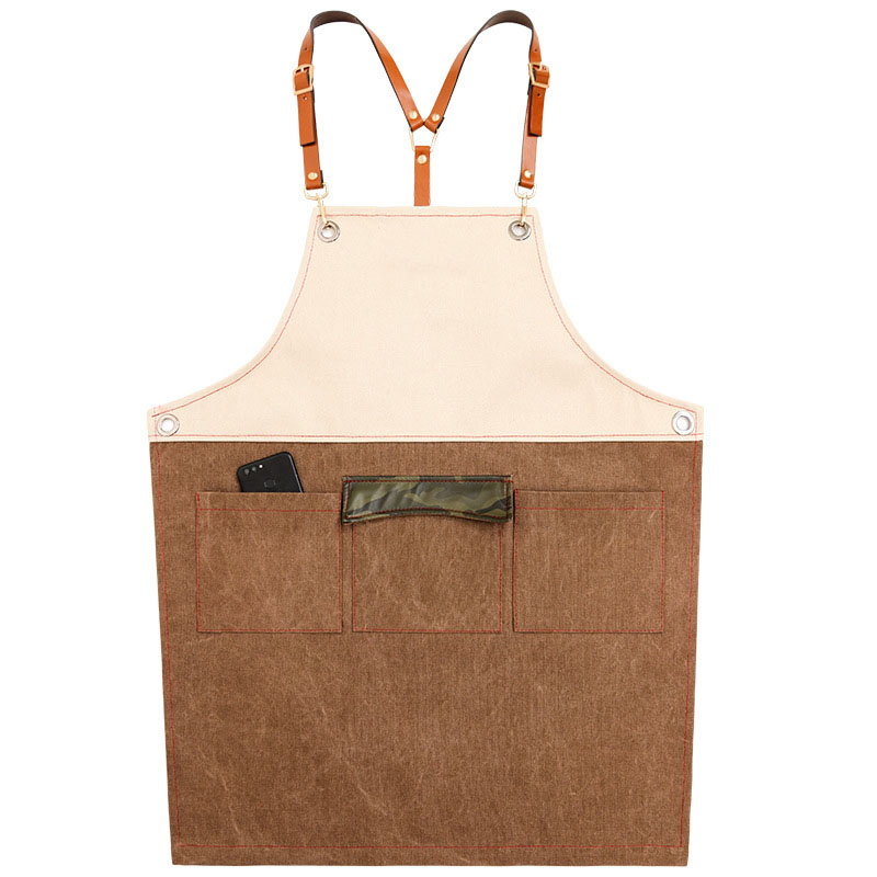 Coffee Shop Milk Tea Shop Hairdresser Chinese Restaurant Work Clothes Men and Women Canvas Apron Custom Logo (RS-AXE86)